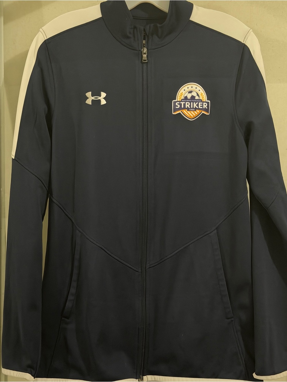 Under Armour Navy Full-Zip Athletic Jacket with White Logos